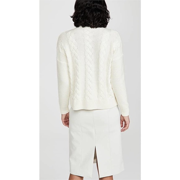 Madewell Grenville Cable Knit Mock Neck Sweater in Antique Cream - Picture 4 of 7